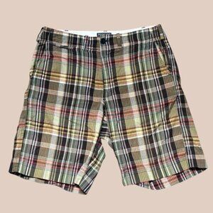 Polo Ralph Lauren Mens Plaid‎ Shorts 30 Earth Tones Cotton Zipper Closure
